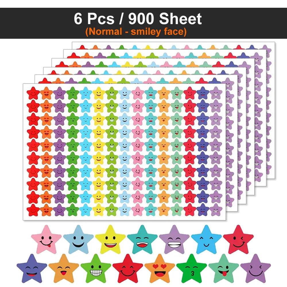 Happy Face Star Reward Stickers for Kids Crafts