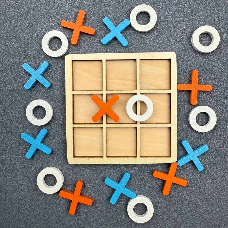 Wooden Tic Tac Toe Strategy Board Game