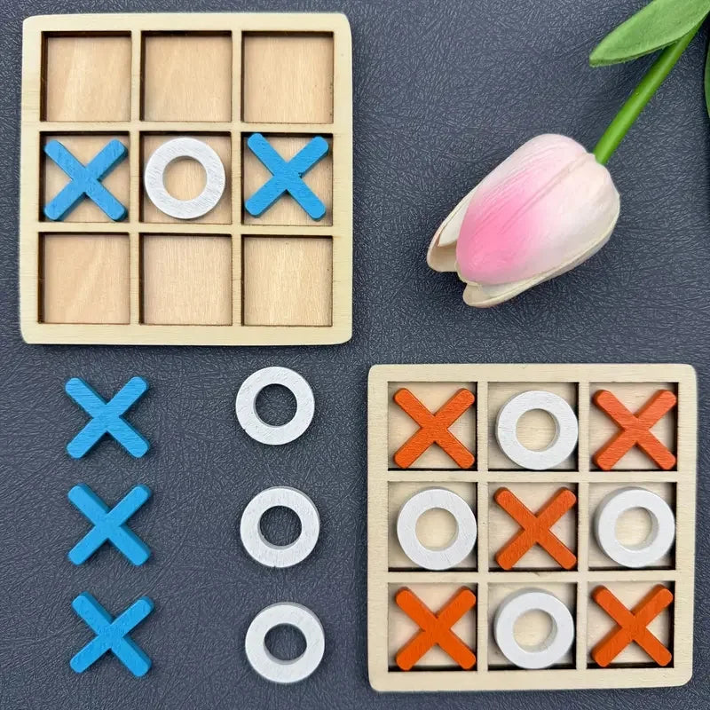 Wooden Tic Tac Toe Strategy Board Game