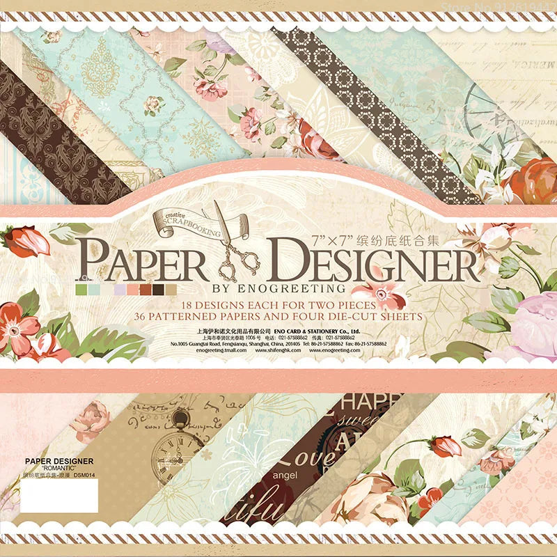 7-Inch Vintage Scrapbook Paper Set 40 Sheets