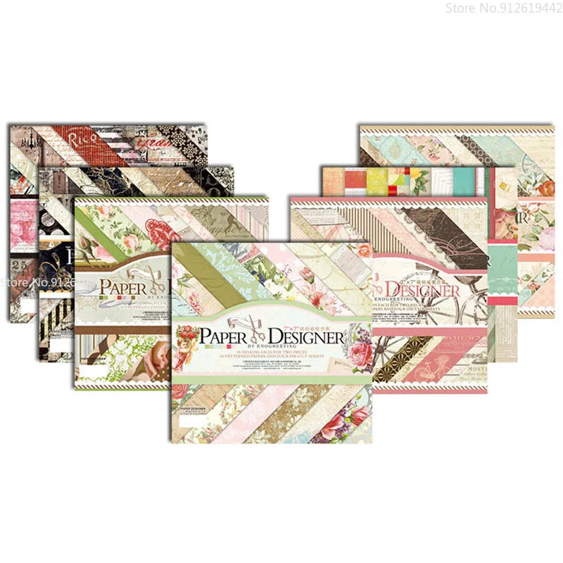 7-Inch Vintage Scrapbook Paper Set 40 Sheets
