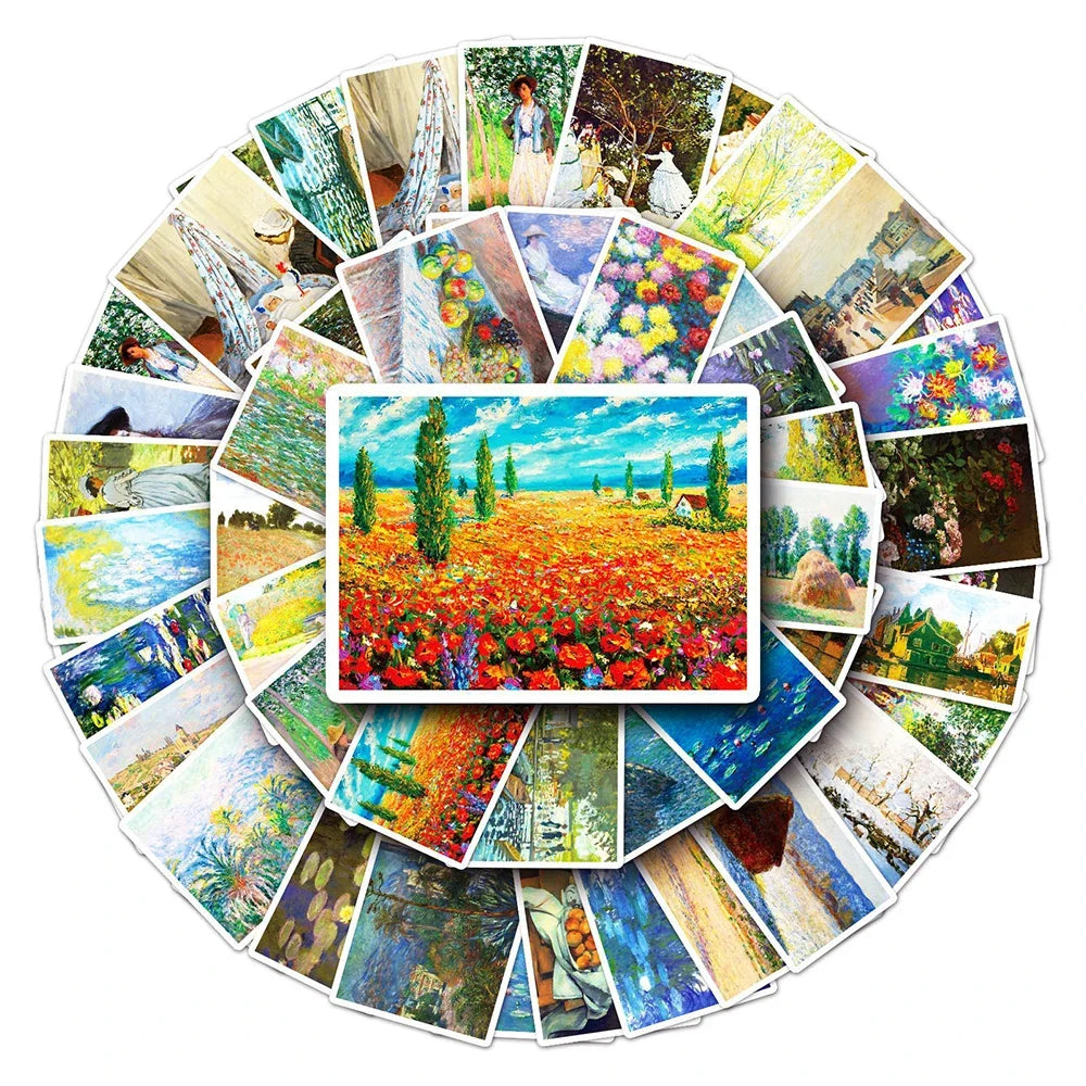 Monet Art Painting Stickers Waterproof Cartoon Decals Set