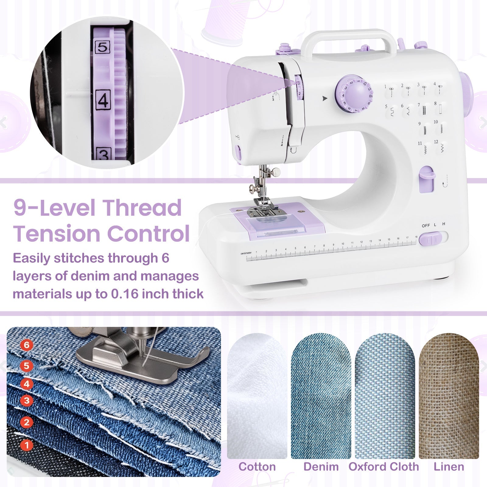 Mini Sewing Machine with 12 Built-In Stitches