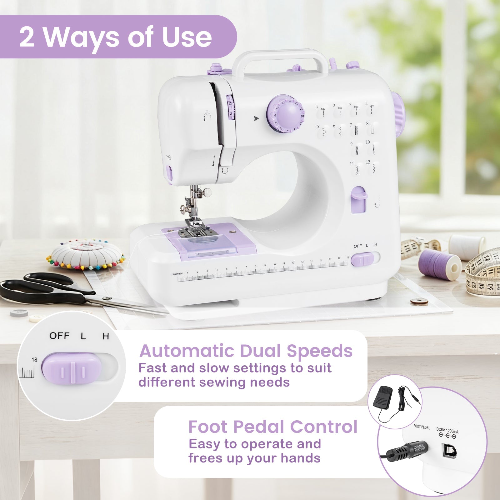 Mini Sewing Machine with 12 Built-In Stitches