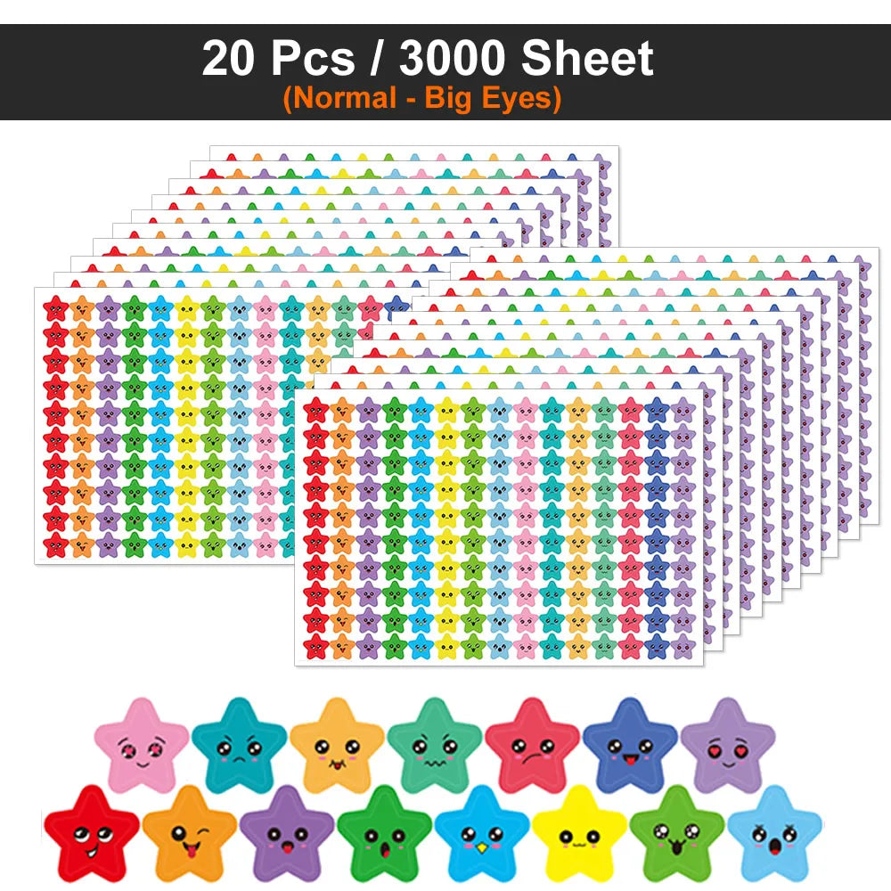 Happy Face Star Reward Stickers for Kids Crafts