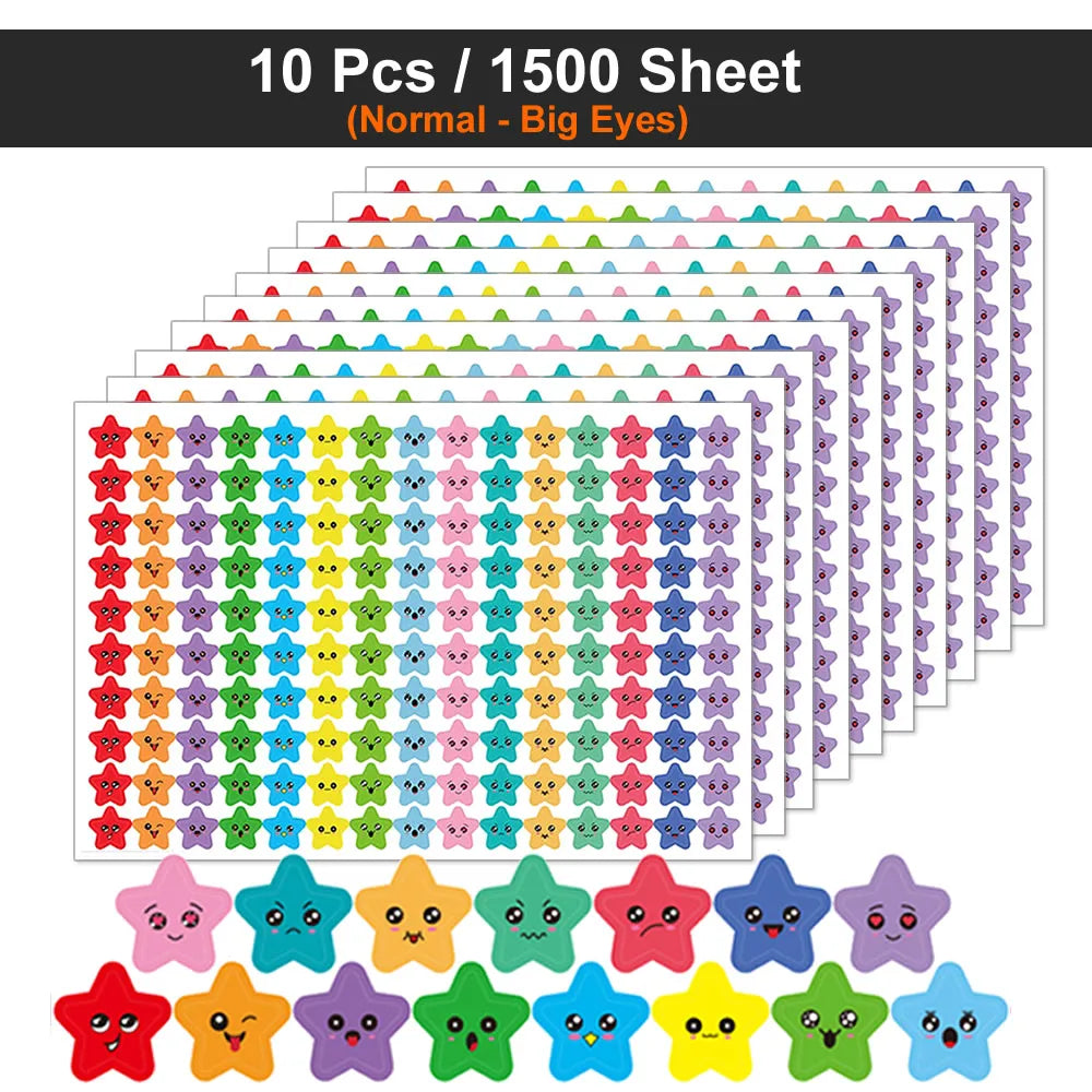 Happy Face Star Reward Stickers for Kids Crafts