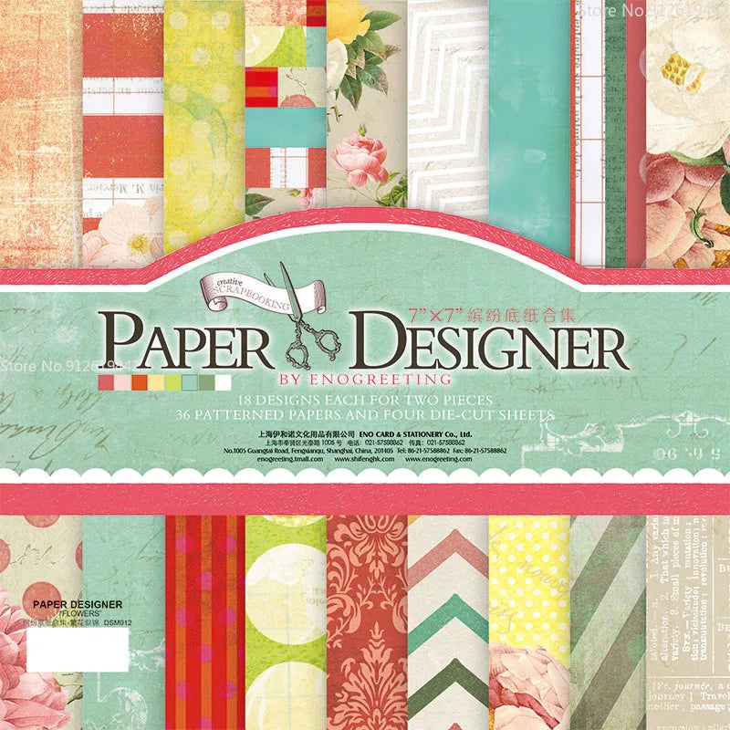 7-Inch Vintage Scrapbook Paper Set 40 Sheets