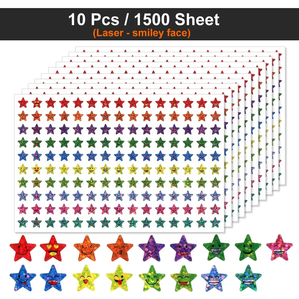 Happy Face Star Reward Stickers for Kids Crafts