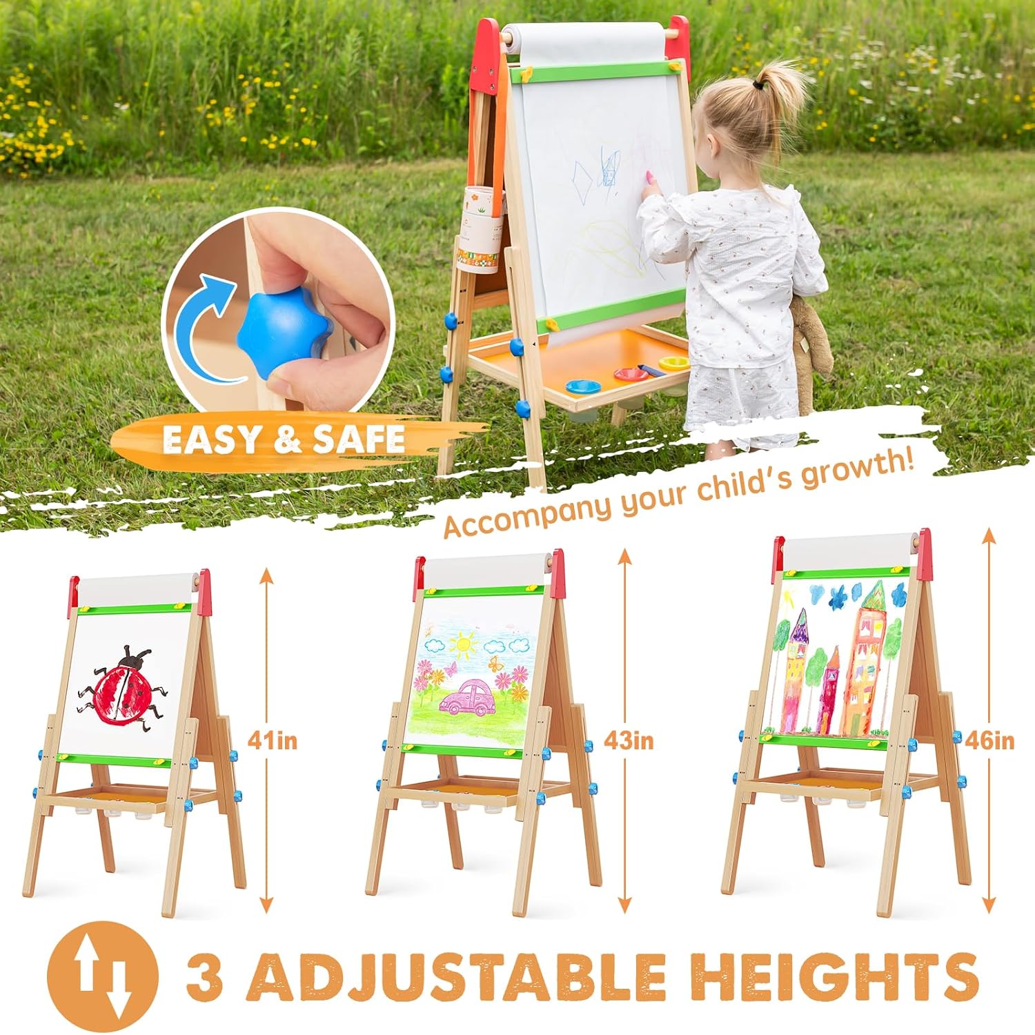 3-in-1 Kids Art Easel with Paper Roll Set
