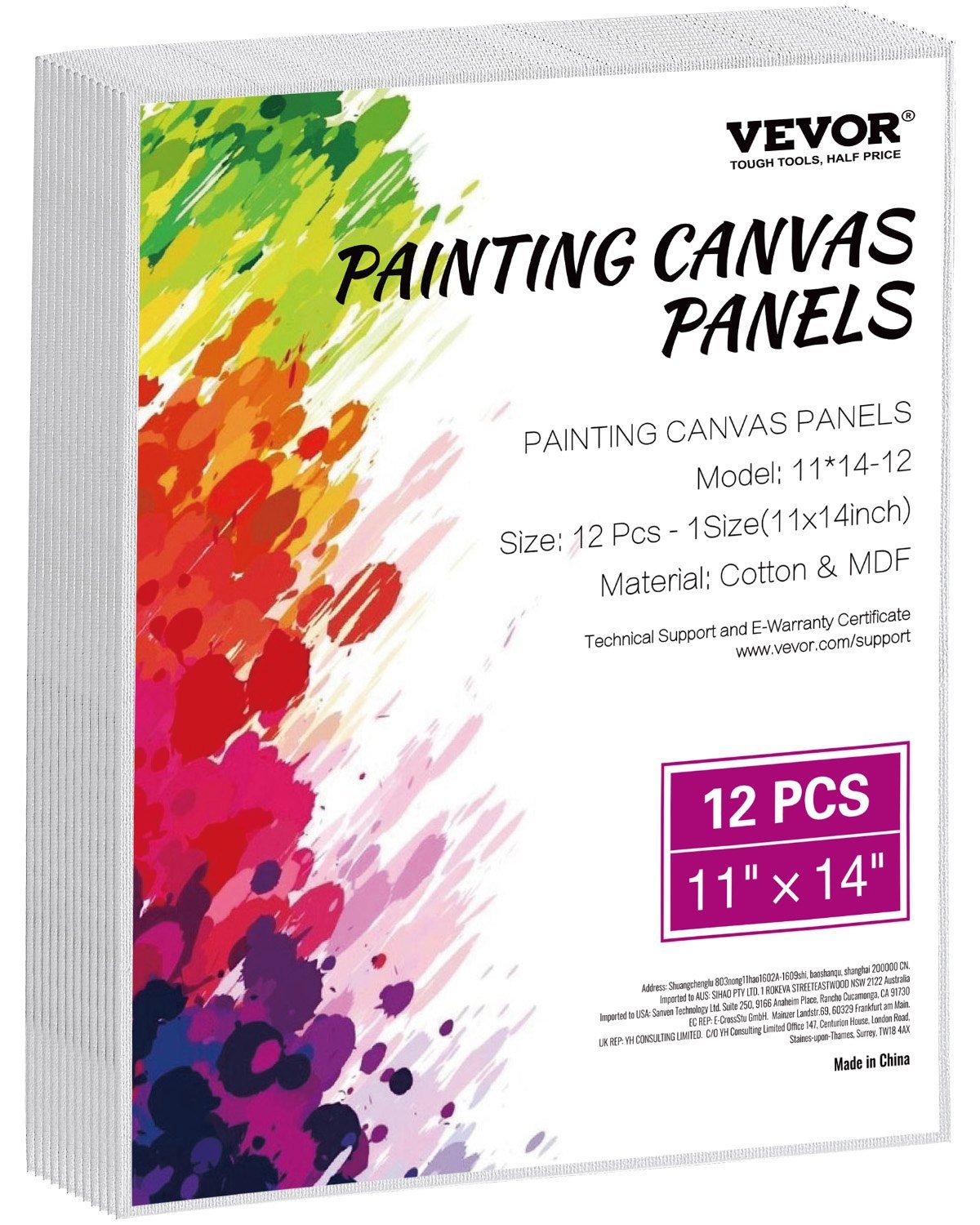 12-Pack 11x14 Inch Blank Canvas Boards Painting