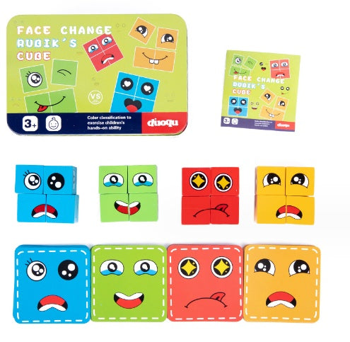 Wooden Magic Cube Face Pattern Matching Puzzle Toy
