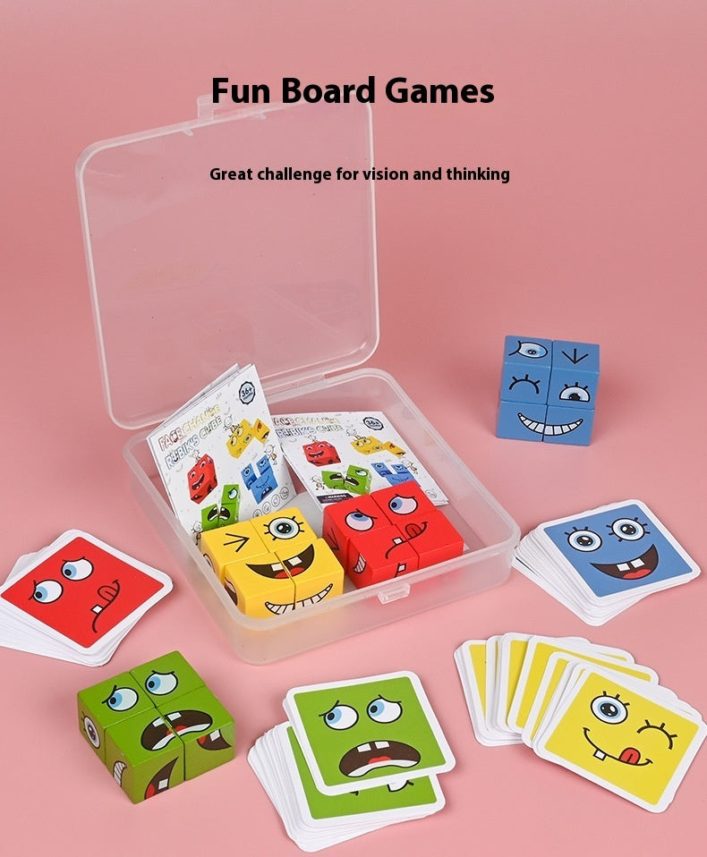 Wooden Magic Cube Face Pattern Matching Puzzle Toy