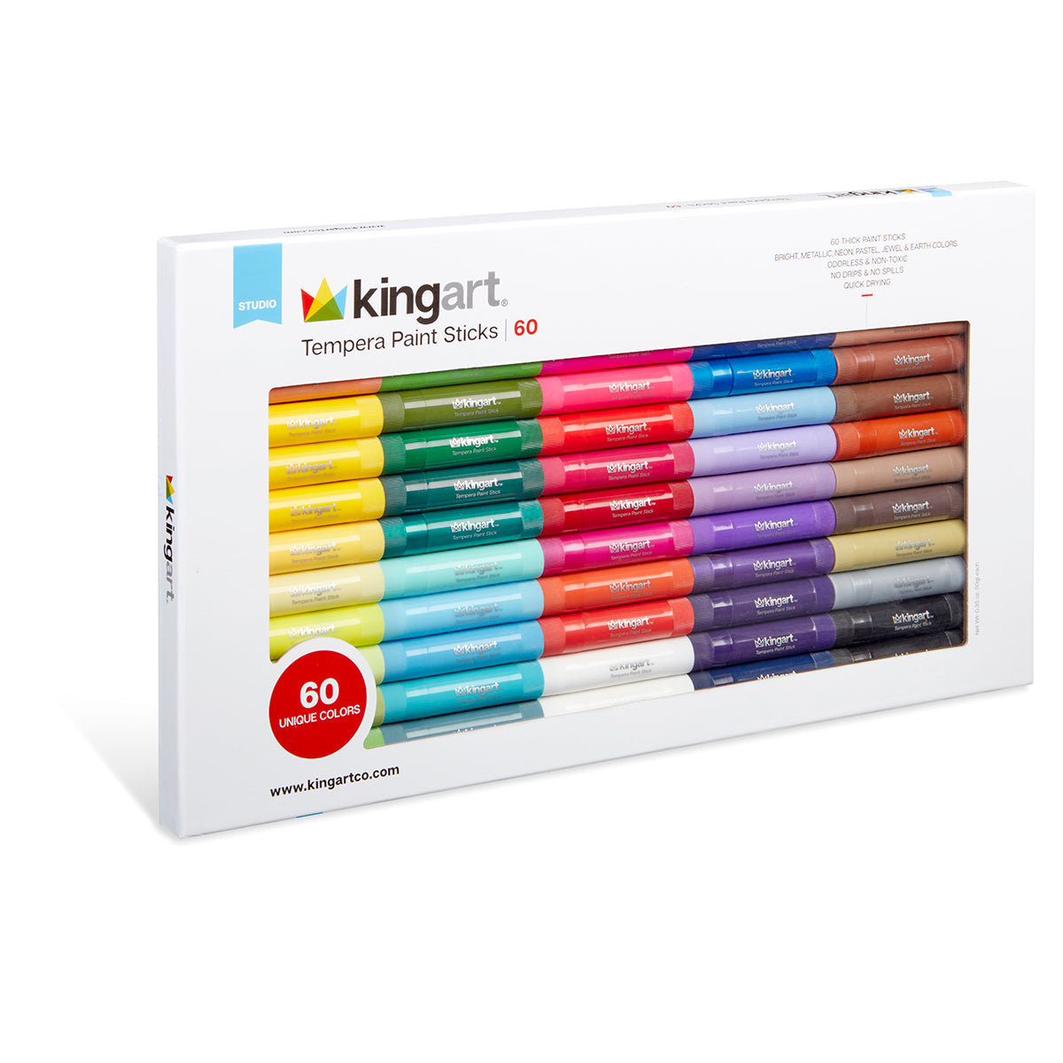 60-Color Tempera Paint Sticks for Creative Art Projects