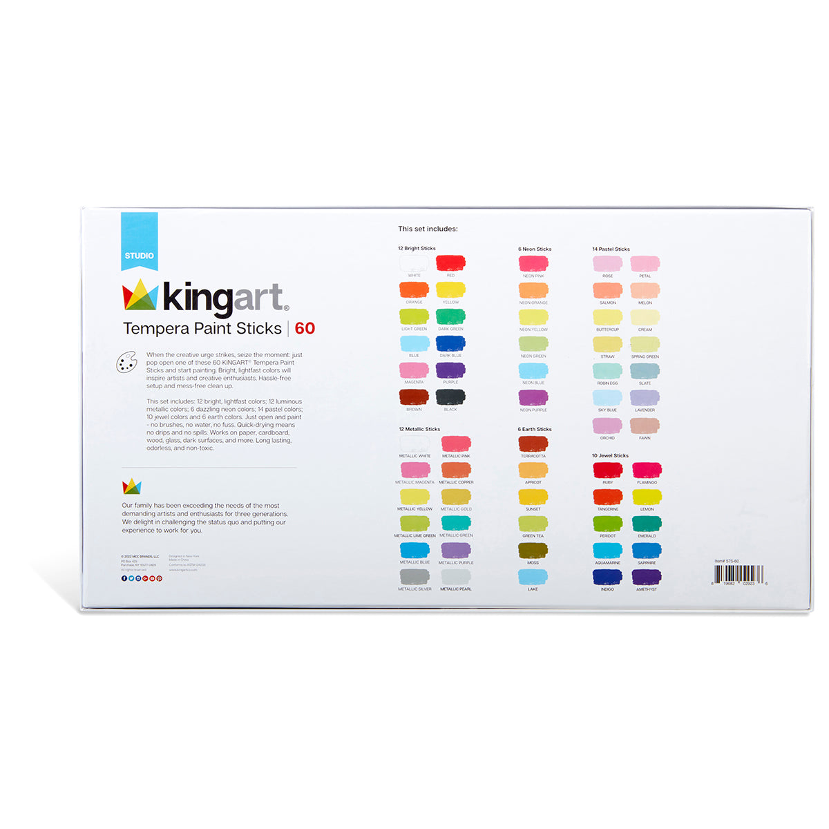 60-Color Tempera Paint Sticks for Creative Art Projects
